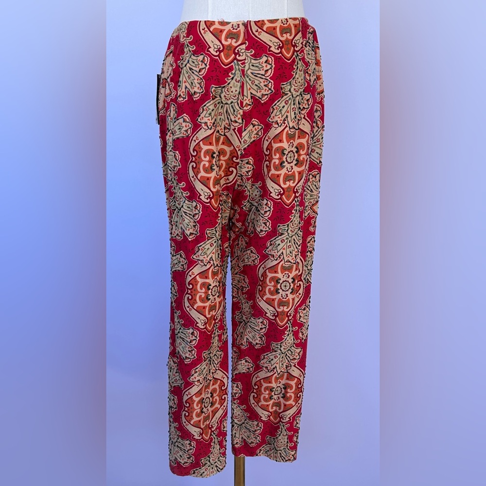 Muse Women’s‎ Floral Beaded Pants High Rise Straight Leg Lined Size 8 - Picture 5 of 14